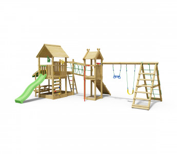 Jungle Pavillon | Wooden climbing frame with swings & climbing net