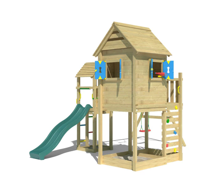 Jungle Retreat | Wooden climbing frame with double swing Jungle Retreat | Wooden climbing frame with double swing