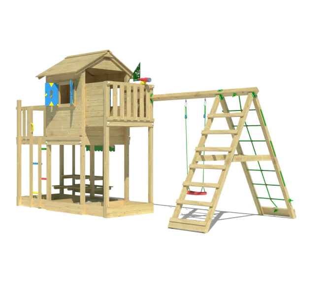 Jungle Clubhouse | Wooden climbing frame with swing & climbing net Jungle Clubhouse | Wooden climbing frame with swing & climbing net