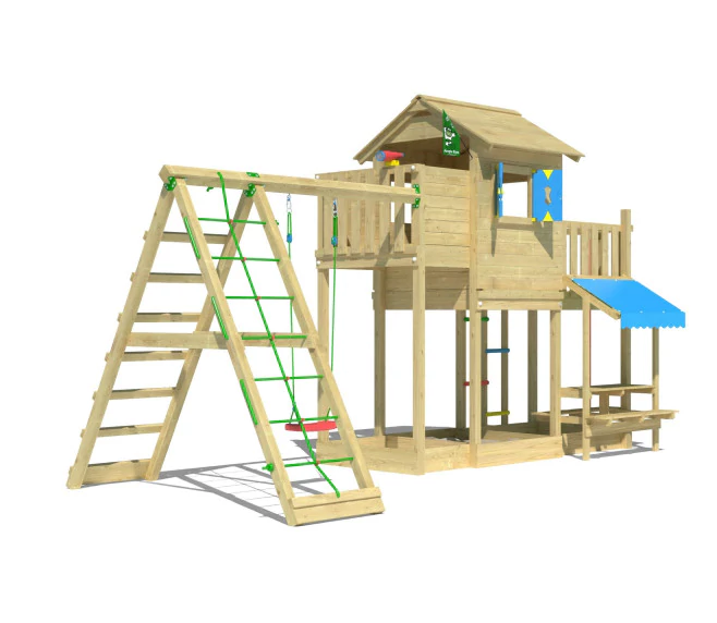 Jungle Clubhouse | Wooden climbing frame with swing & climbing net Jungle Clubhouse | Wooden climbing frame with swing & climbing net