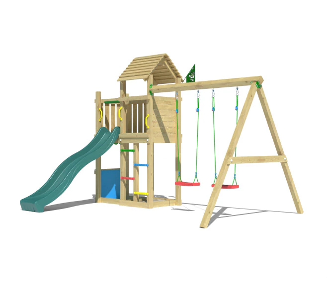 Jungle Breeze | Wooden climbing frame with double swing Jungle Breeze | Wooden climbing frame with double swing