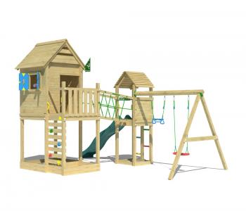 Jungle Retreat | Wooden climbing frame with double swing