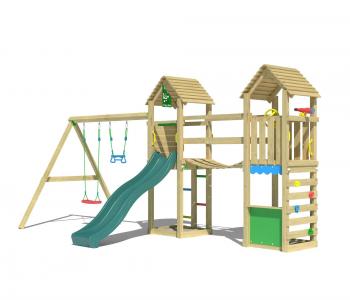 Jungle Haven | Wooden climbing frame with double swing