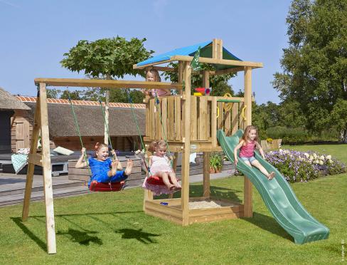 Jungle Hut | Wooden climbing frame with double swing