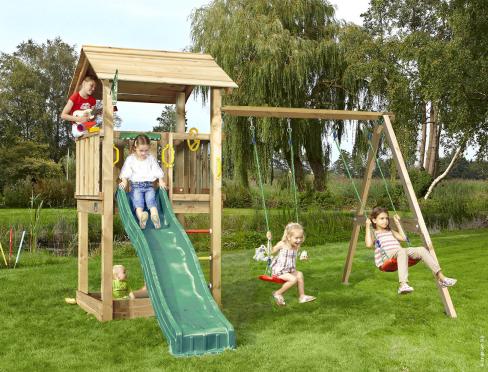 Jungle Casa | Wooden climbing frame with double swing