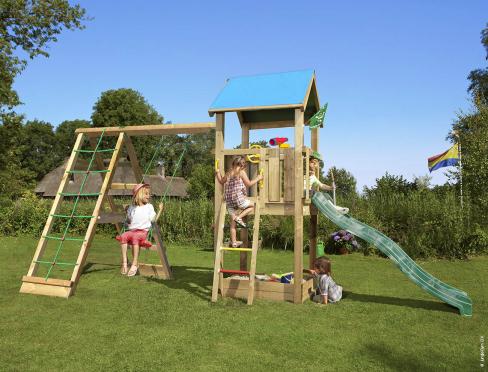 Jungle Castle | Wooden climbing frame with swing & climbing net