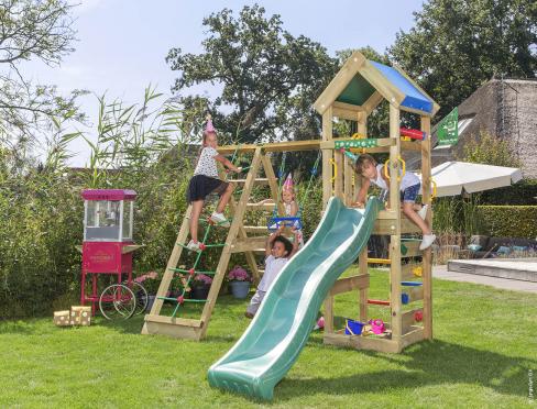 Jungle Patio | Wooden climbing frame with swing & climbing net