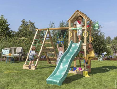 Jungle Cocoon | Wooden climbing frame with swing & climbing net