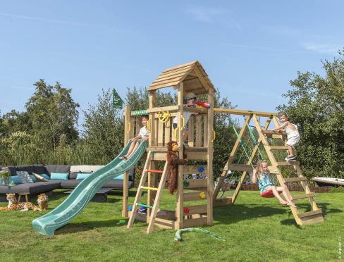 Jungle Safari | Wooden climbing frame with swing & climbing net