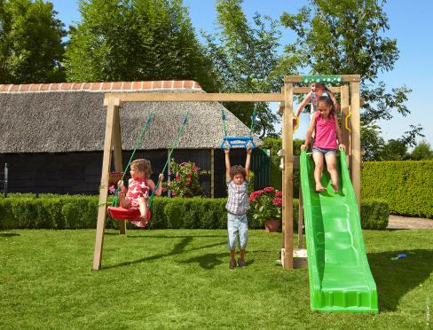 Jungle Tower | Wooden climbing frame with double swing