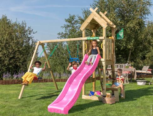 Jungle Pavillon | Wooden climbing frame with swings & climbing net