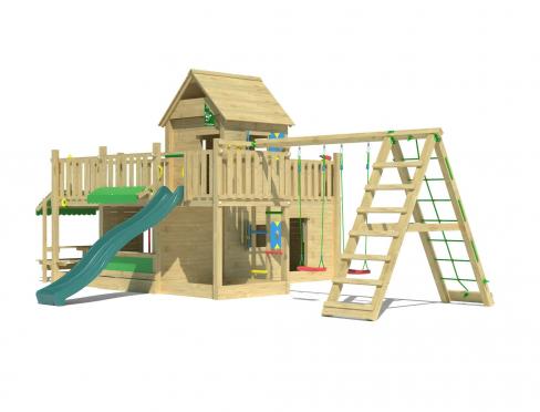 Jungle Hotel | Tower playhouse with swings & climbing net