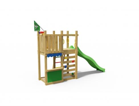 Jungle Nest | Wooden climbing frame with slide & market stall