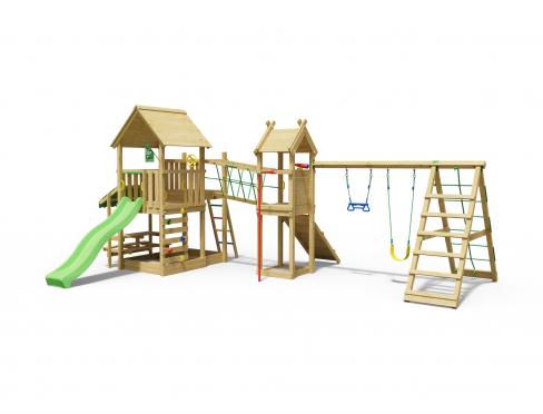 Jungle Pavillon | Wooden climbing frame with swings & climbing net