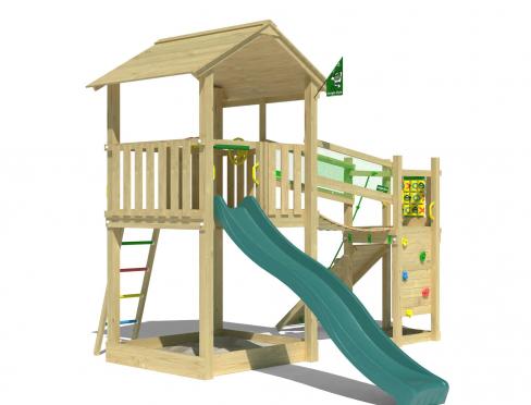 Jungle Fortress | Wooden climbing frame with slide & clatter bridge