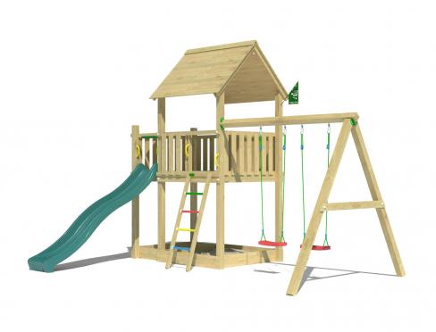 Jungle Silvi | Wooden climbing frame with double swing