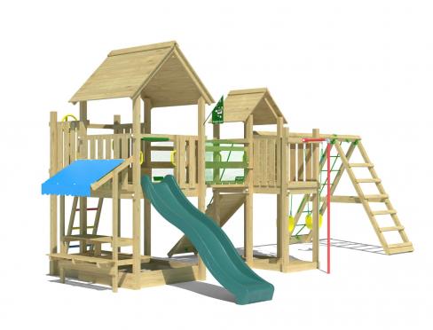 Jungle Atlas | Wooden climbing frame with swings & climbing net