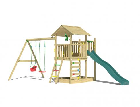 Jungle Arbour | Wooden climbing frame with double swing