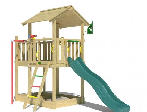 Jungle Marvel | Wooden climbing frame with slide & fireman's pole