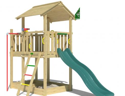 Jungle Marvel | Wooden climbing frame with slide & fireman's pole