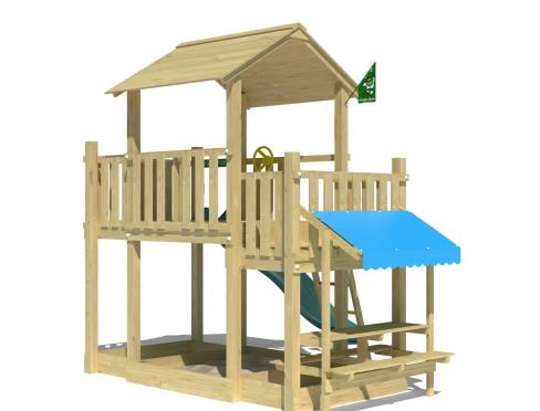 Jungle Valley | Wooden climbing frame with slide & picnic table