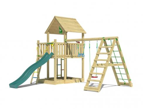 Jungle Majesty | Wooden climbing frame with swings & climbing net