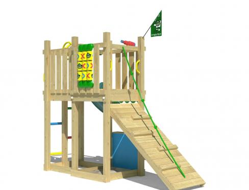 Jungle Trail | Wooden climbing frame with slide & market stall