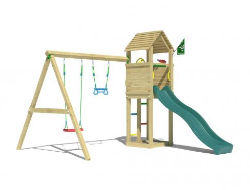 Jungle Delight | Wooden climbing frame with double swing