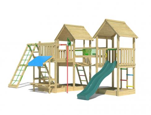 Jungle Luxor | Wooden climbing frame with swing & climbing net