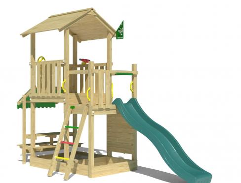 Jungle Keep | Wooden climbing frame with slide & picnic table